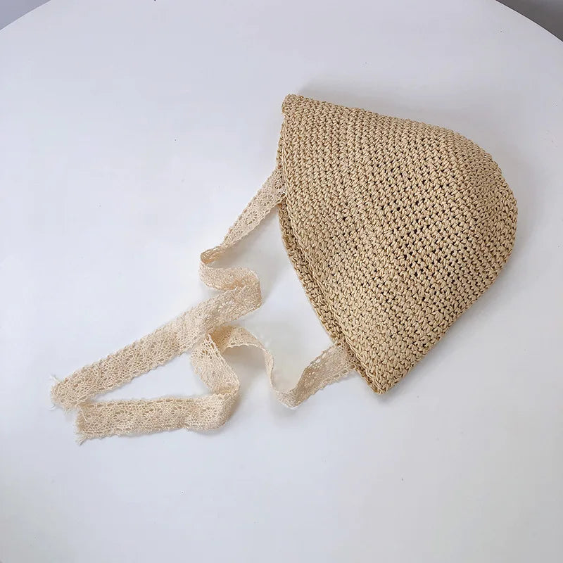 Summer Baby Hat Straw Baby Girl Cap Fashion Lace Bow Beach Children Panama Hat Princess Bonnets for Kids Outdoor Travel Sun Cap