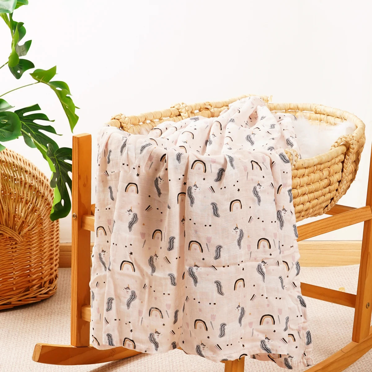 Soft & Breathable Gauze Swaddle Blanket - 120x110CM Bamboo Cotton for Ultimate Comfort and Security