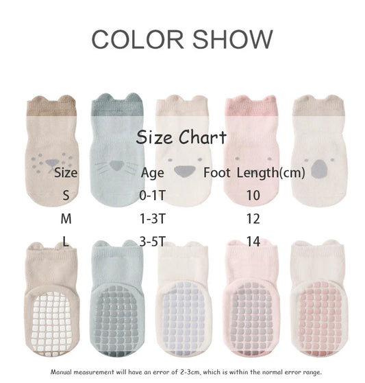 3 Pairs Cartoon Kids Infant Baby Anti-Slip Socks for Girls and Boys 4 Seasons Cotton Unisex Playground Floor Stockings