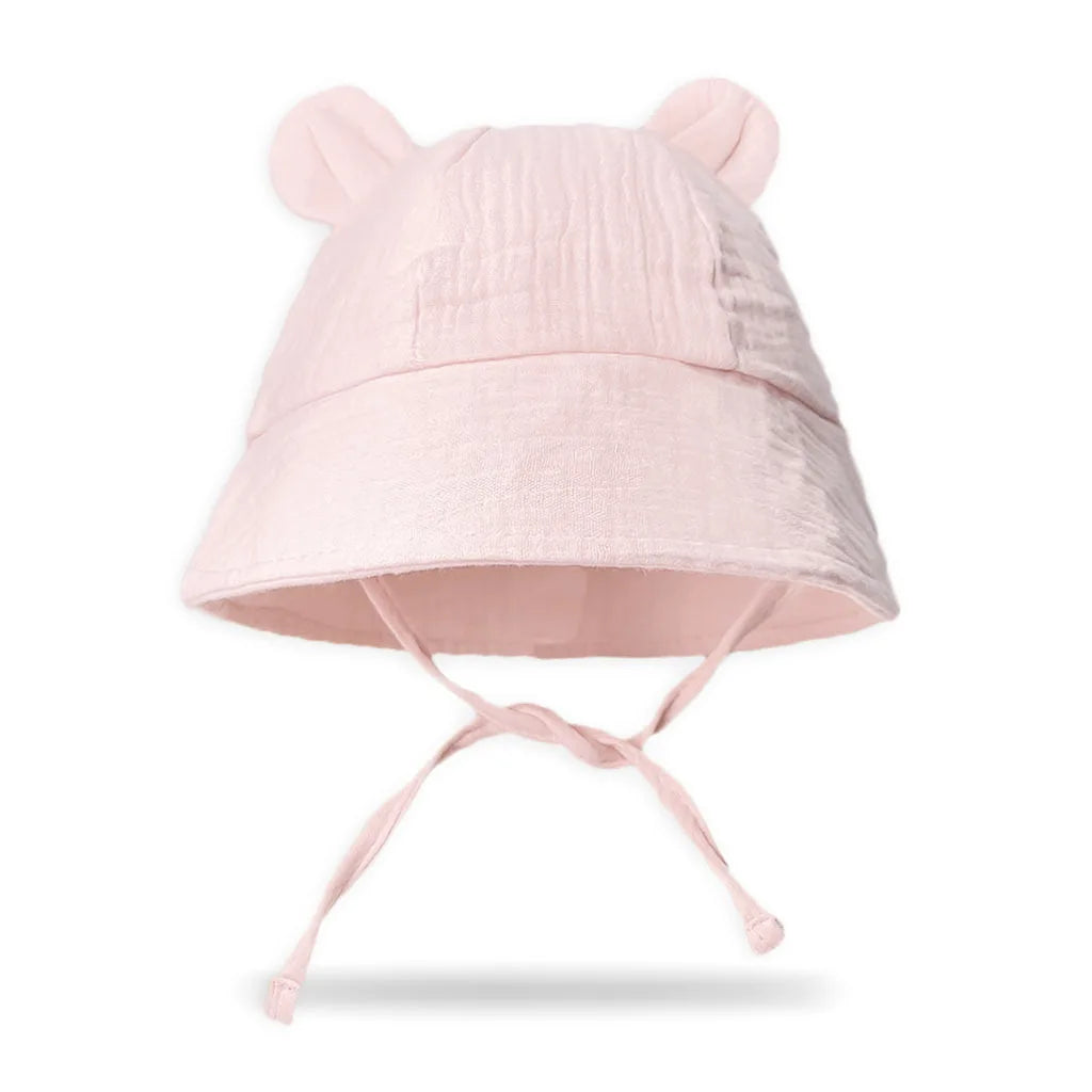 INS Summer Baby Solid Color Gauze Basin Hat New Rabbit Ear Fisherman Hat for Kids Sun Hat