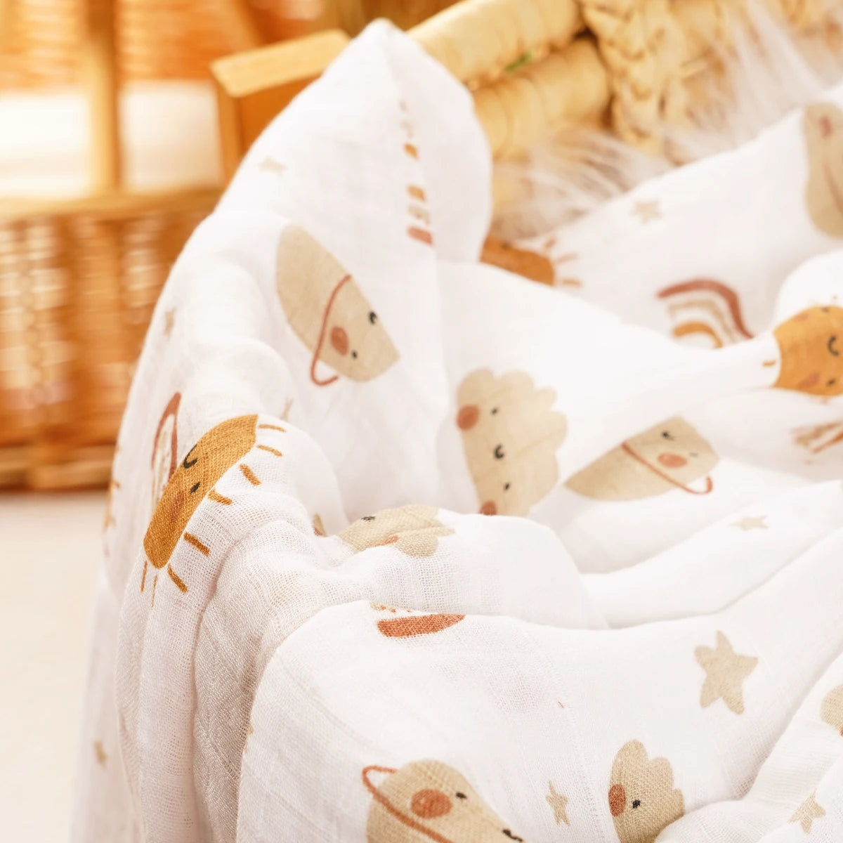 Soft & Breathable Gauze Swaddle Blanket - 120x110CM Bamboo Cotton for Ultimate Comfort and Security