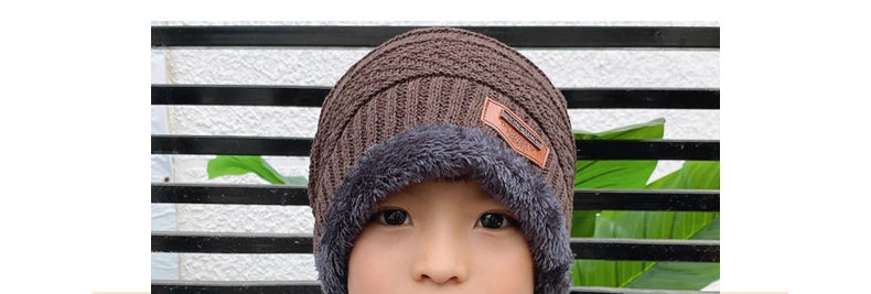 Children's Hats Winter Velvet Warm Neck Brace Two-Piece Hat Men's And Women's Treasure Outdoor Thickened Knitted Beanie