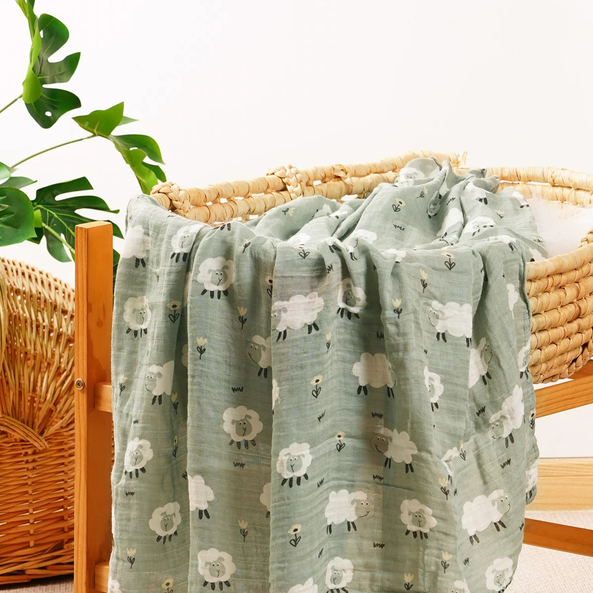 Soft & Breathable Gauze Swaddle Blanket - 120x110CM Bamboo Cotton for Ultimate Comfort and Security