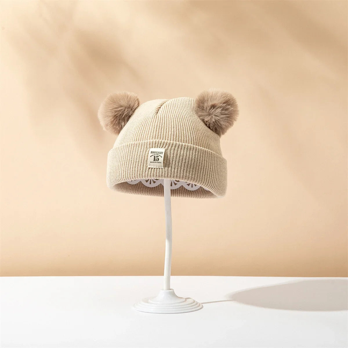 Baby Double Ball Knitted Hat For Winter Warm Soft Newborn Hat Baby Infant Bonnet Baby Cap for Girls Boys Kids