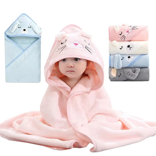 Cartoon Animal Baby Bath Towels Soft Newborn Hooded Towel Blanket Toddler Bathrobe Warm Sleeping Swaddle Wrap for Boys Girls