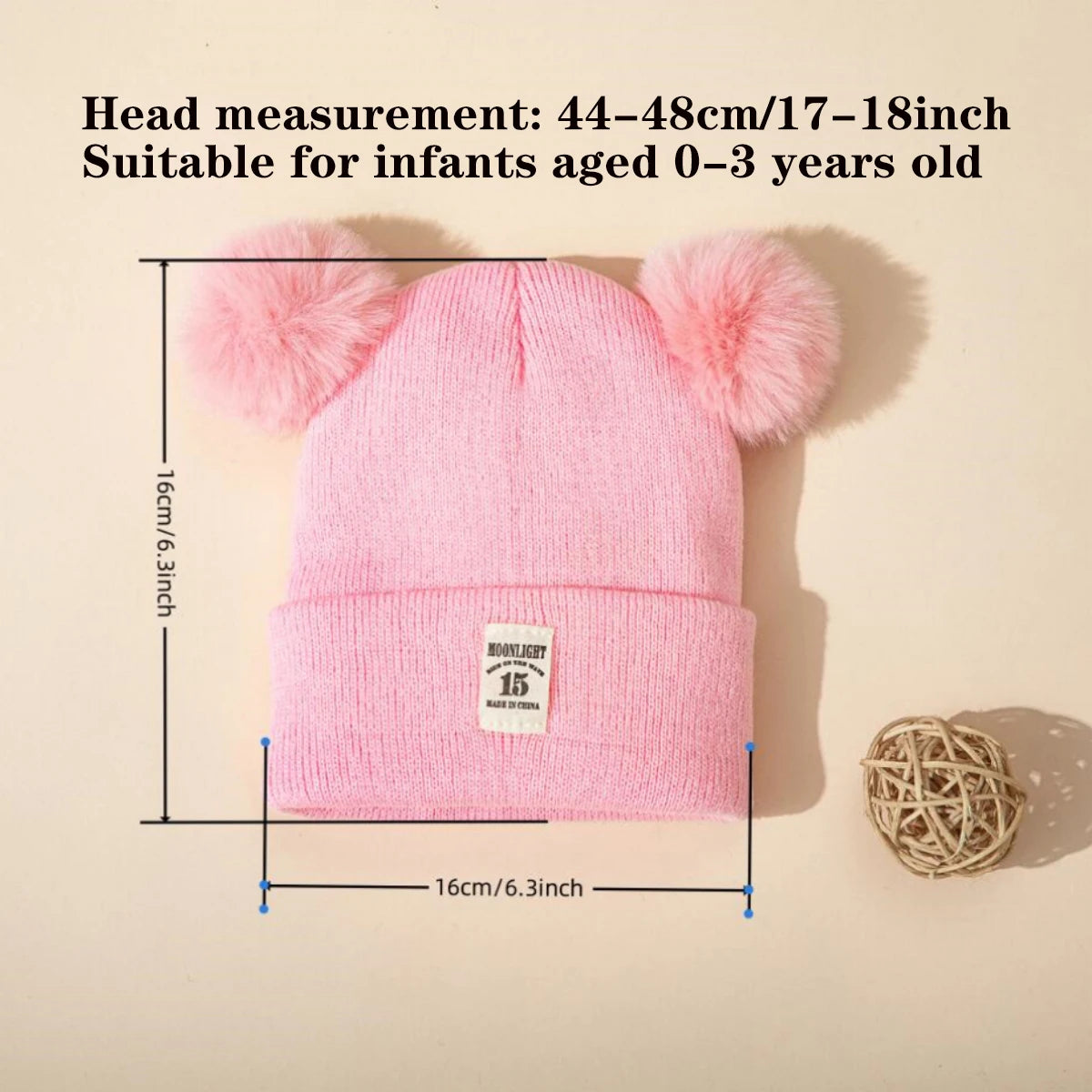 Baby Double Ball Knitted Hat For Winter Warm Soft Newborn Hat Baby Infant Bonnet Baby Cap for Girls Boys Kids
