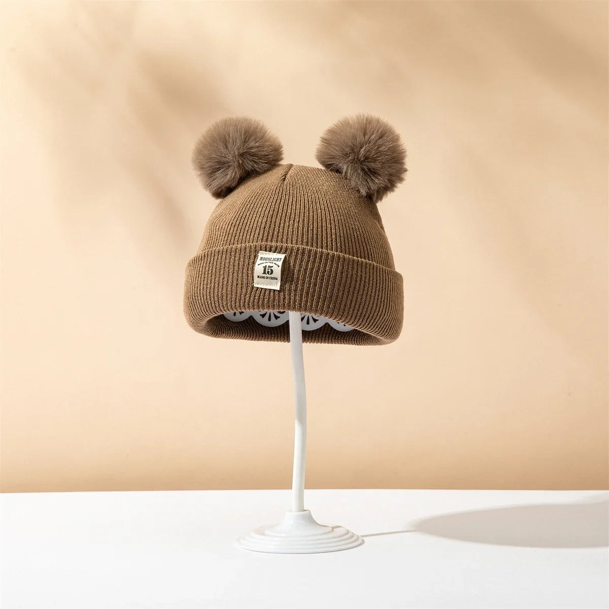 Baby Double Ball Knitted Hat For Winter Warm Soft Newborn Hat Baby Infant Bonnet Baby Cap for Girls Boys Kids