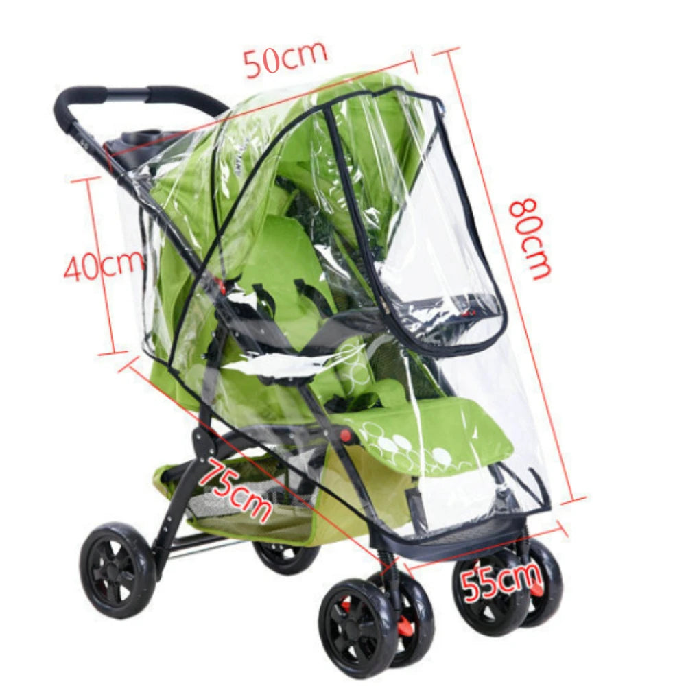 Universal Waterproof Pram Rain Cover Baby Stroller Accessories Transparent Wind Dust Shield Zipper Open for Pushchairs Raincoat