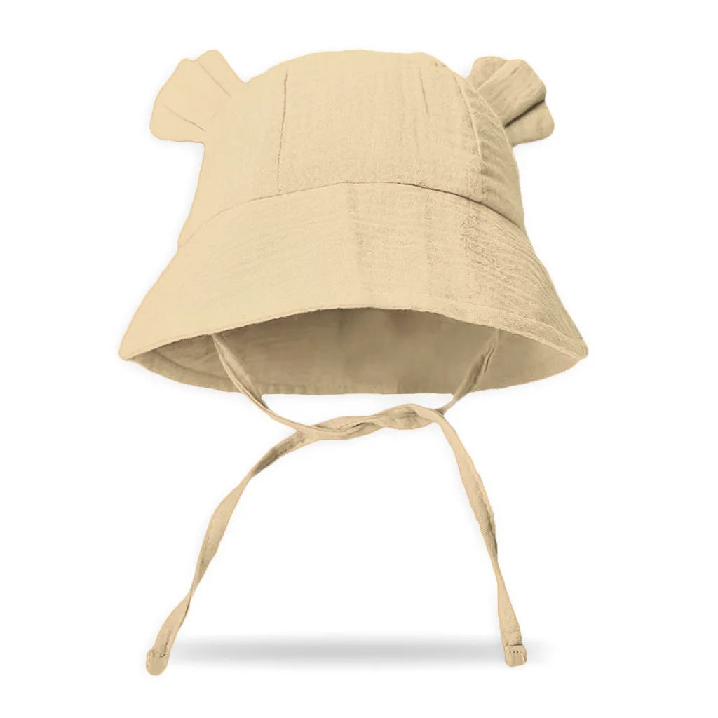 INS Summer Baby Solid Color Gauze Basin Hat New Rabbit Ear Fisherman Hat for Kids Sun Hat