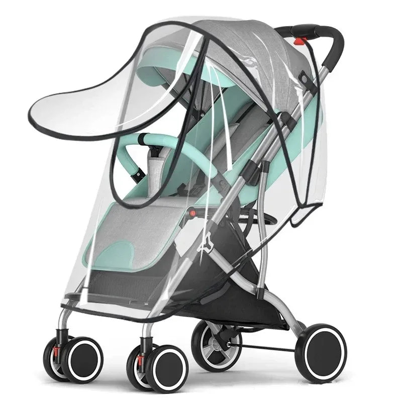 Universal Waterproof Pram Rain Cover Baby Stroller Accessories Transparent Wind Dust Shield Zipper Open for Pushchairs Raincoat
