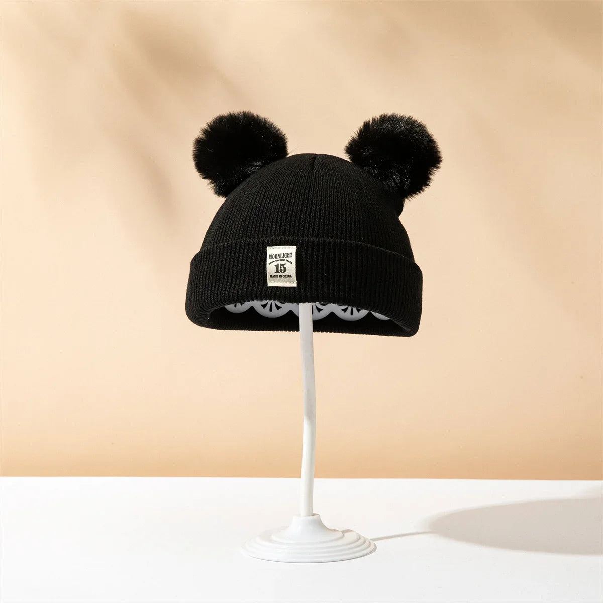 Baby Double Ball Knitted Hat For Winter Warm Soft Newborn Hat Baby Infant Bonnet Baby Cap for Girls Boys Kids