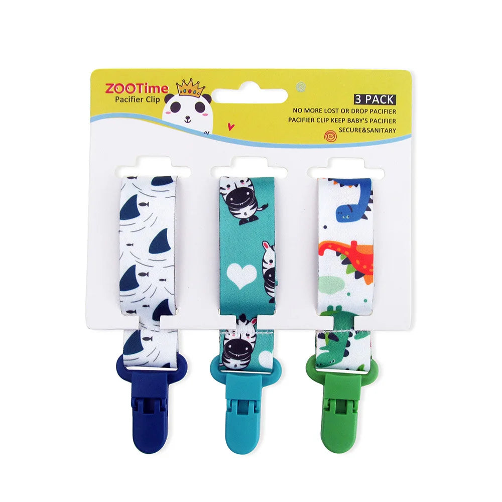 Chain Baby Pacifier Dummy Clip 3 Pcs/Set Personalized Pacifier Clip Nipple Holder for Baby Cartoon Print Child Pacifier Clips