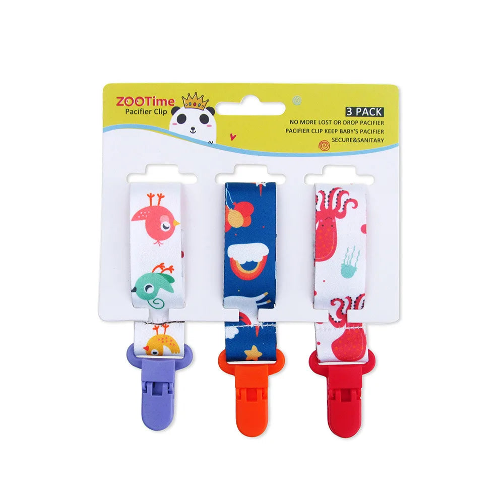 Chain Baby Pacifier Dummy Clip 3 Pcs/Set Personalized Pacifier Clip Nipple Holder for Baby Cartoon Print Child Pacifier Clips