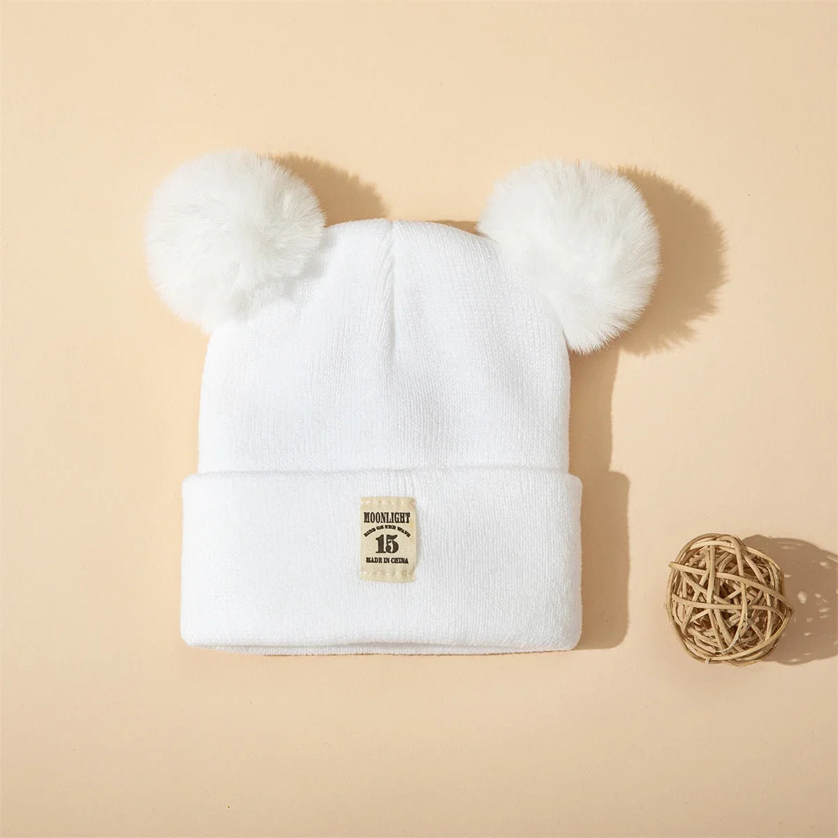 Baby Double Ball Knitted Hat For Winter Warm Soft Newborn Hat Baby Infant Bonnet Baby Cap for Girls Boys Kids