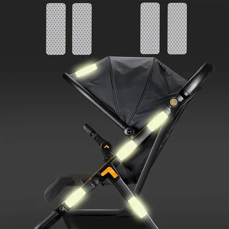 10pcs Waterproof Night Anti-collision Reflective Patch Multifunction Stroller Accessories Baby Stroller Safety Warning Sticker