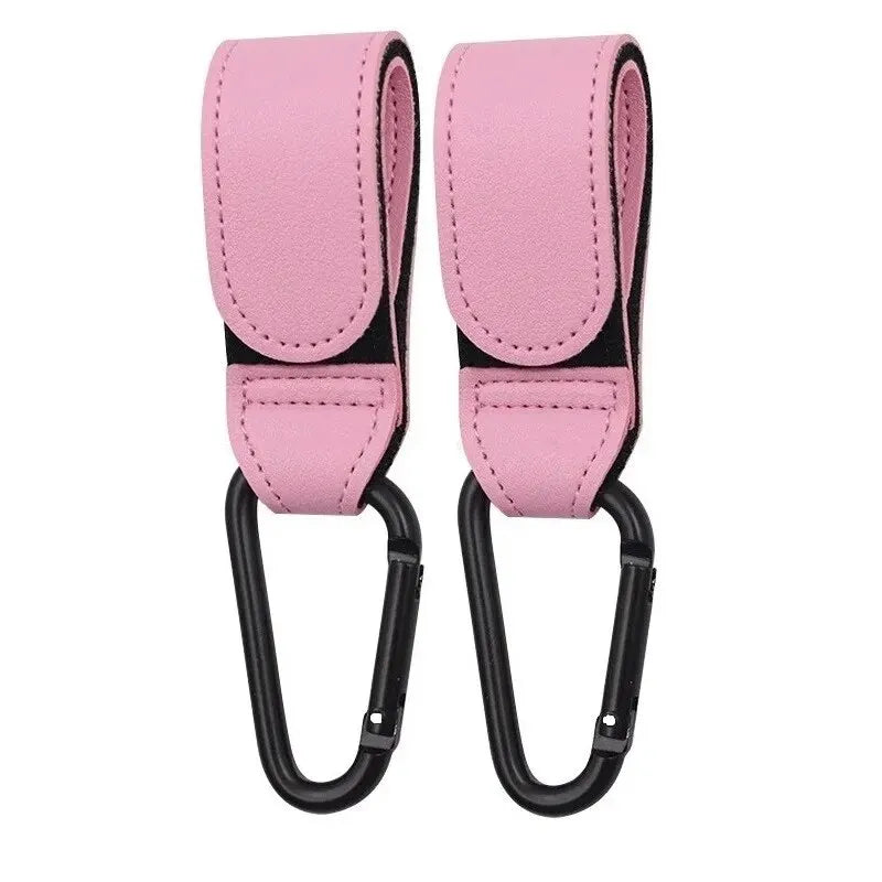 2Pcs Leather Cart Hooks Baby Stroller Hook PU Adjustable Pram Hook Organizer Diaper Bag Hanger Children Travel Accessories