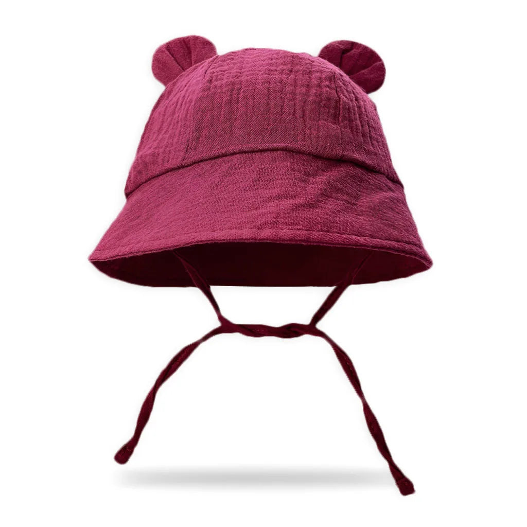 INS Summer Baby Solid Color Gauze Basin Hat New Rabbit Ear Fisherman Hat for Kids Sun Hat