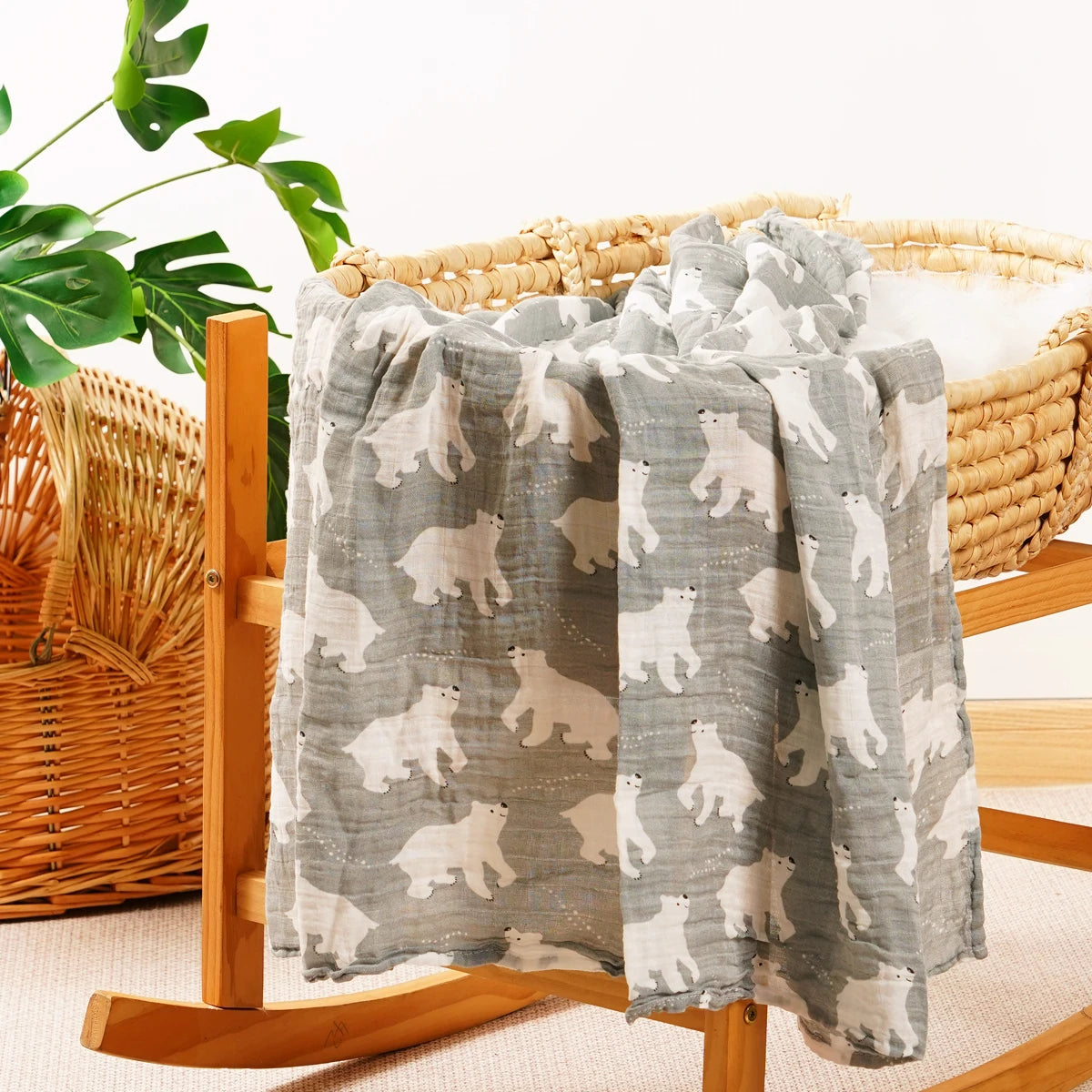 Soft & Breathable Gauze Swaddle Blanket - 120x110CM Bamboo Cotton for Ultimate Comfort and Security