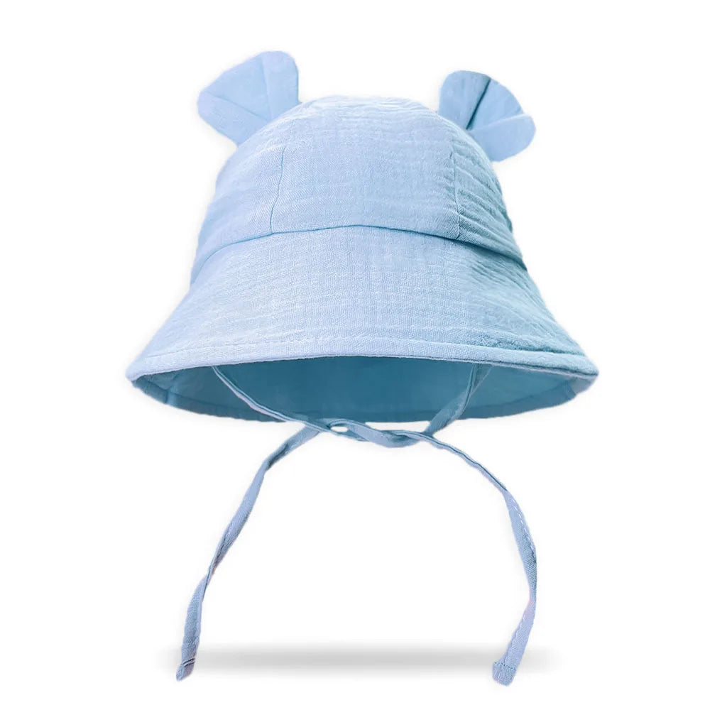 INS Summer Baby Solid Color Gauze Basin Hat New Rabbit Ear Fisherman Hat for Kids Sun Hat