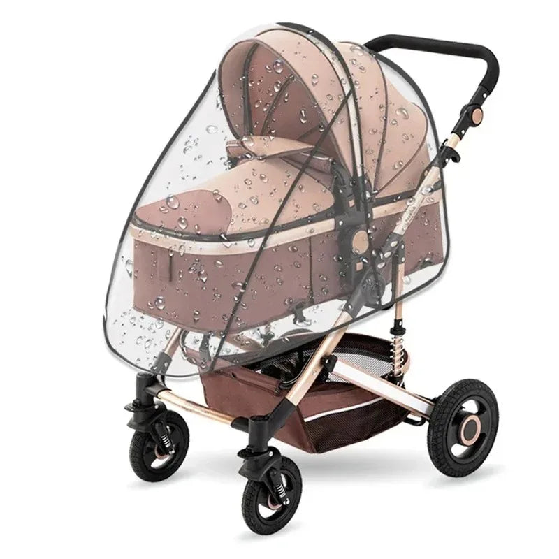 Universal Waterproof Pram Rain Cover Baby Stroller Accessories Transparent Wind Dust Shield Zipper Open for Pushchairs Raincoat