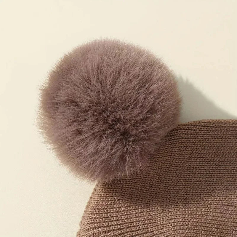 Autumn Winter Baby Warm Knitted Hats With Pom Kids Knit Beanie Hat Solid Color Children Hat For Boys Girls Accessories