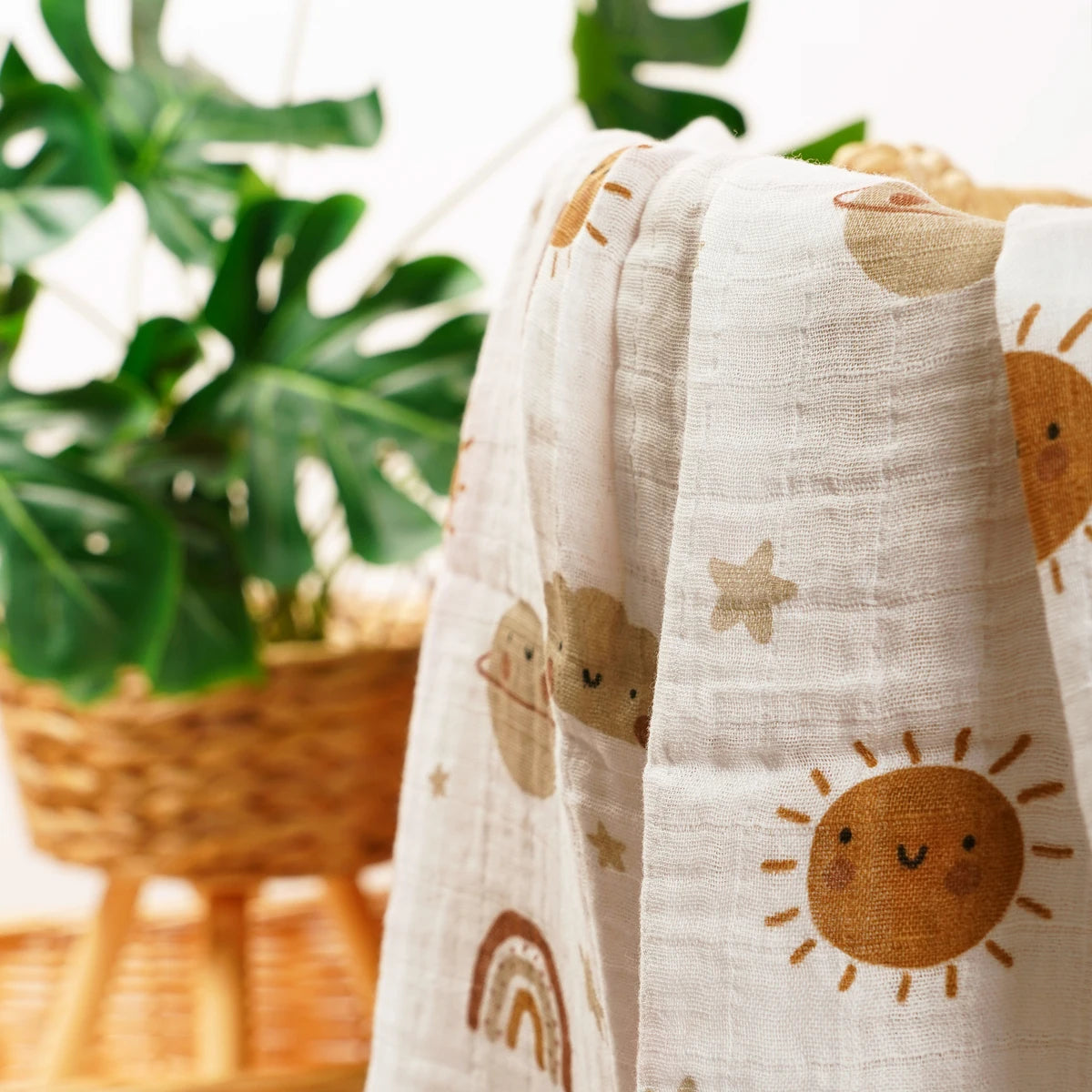 Soft & Breathable Gauze Swaddle Blanket - 120x110CM Bamboo Cotton for Ultimate Comfort and Security