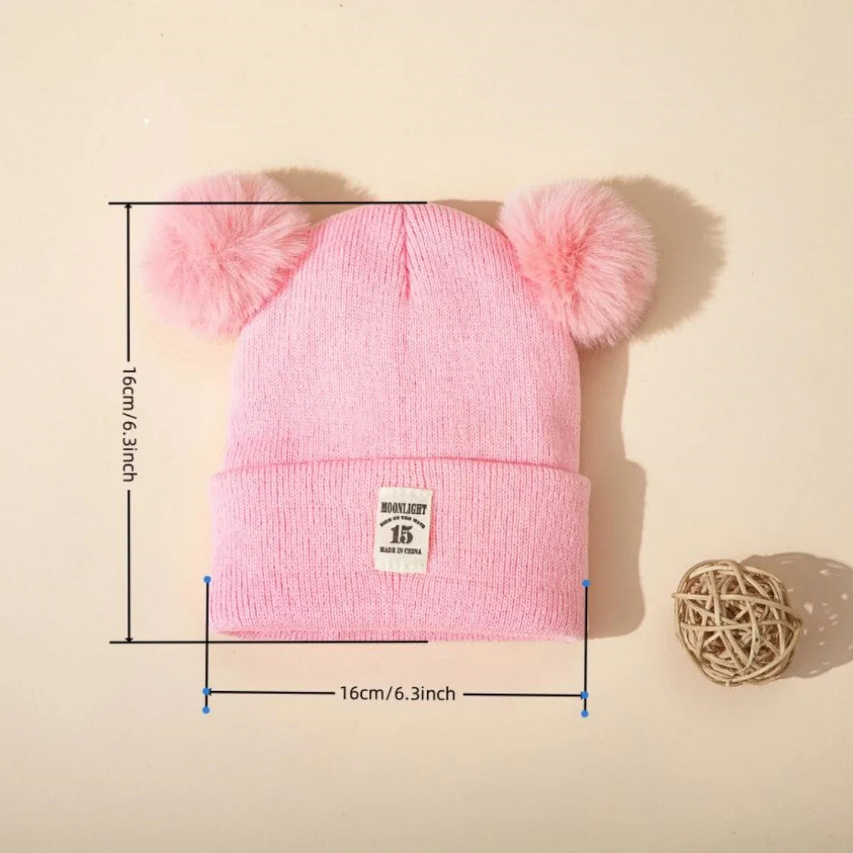 Baby Double Ball Knitted Hat For Winter Warm Soft Newborn Hat Baby Infant Bonnet Baby Cap for Girls Boys Kids