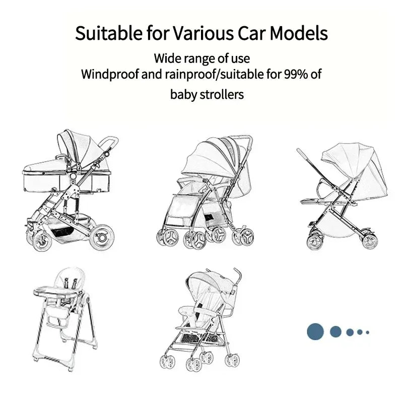 Universal Waterproof Pram Rain Cover Baby Stroller Accessories Transparent Wind Dust Shield Zipper Open for Pushchairs Raincoat