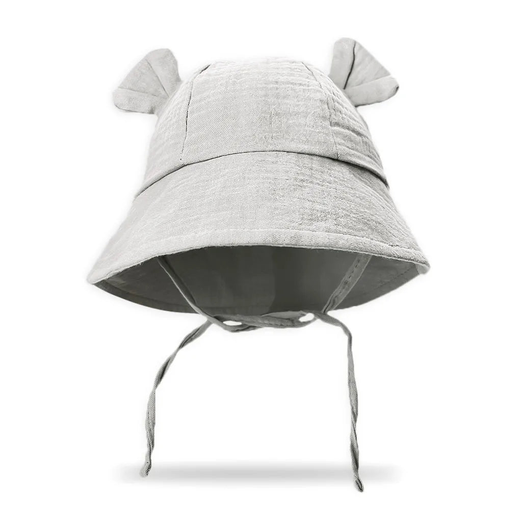 INS Summer Baby Solid Color Gauze Basin Hat New Rabbit Ear Fisherman Hat for Kids Sun Hat