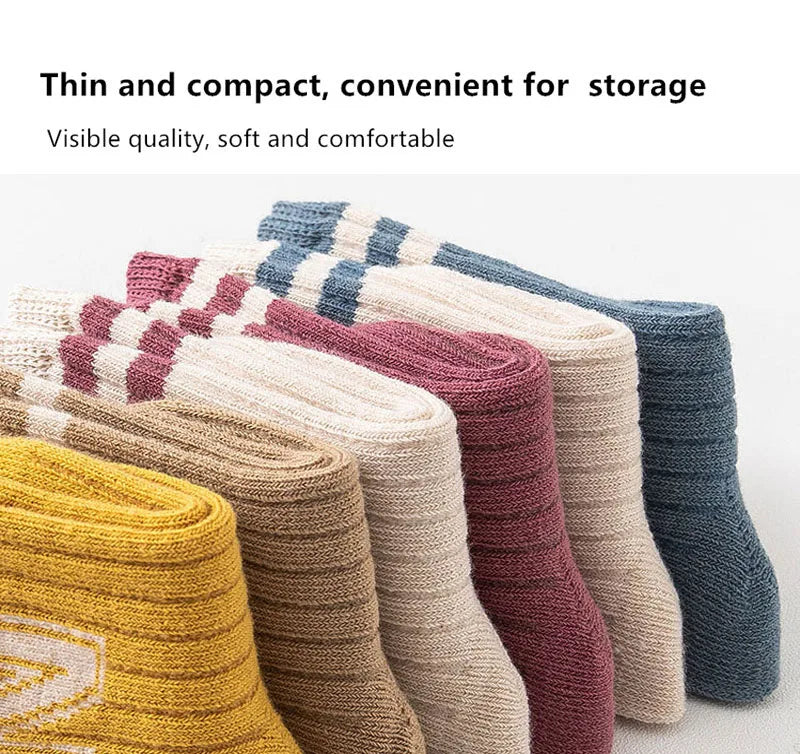 3 Pairs Baby Letter Socks Knit Soft Cotton Sock Kids Long Knee High Socks Infant Toddler Baby Boys Girls Cute Stripe Socks